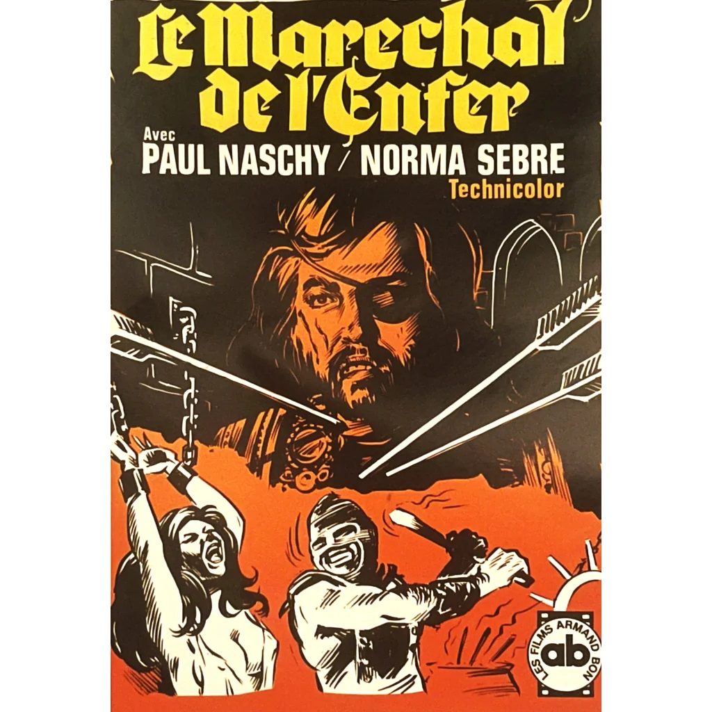 Rare Vintage 1974 The Marshal of Hell Le Marechal del’Enfer Belgium Movie Poster Advertisements Antique Collectible