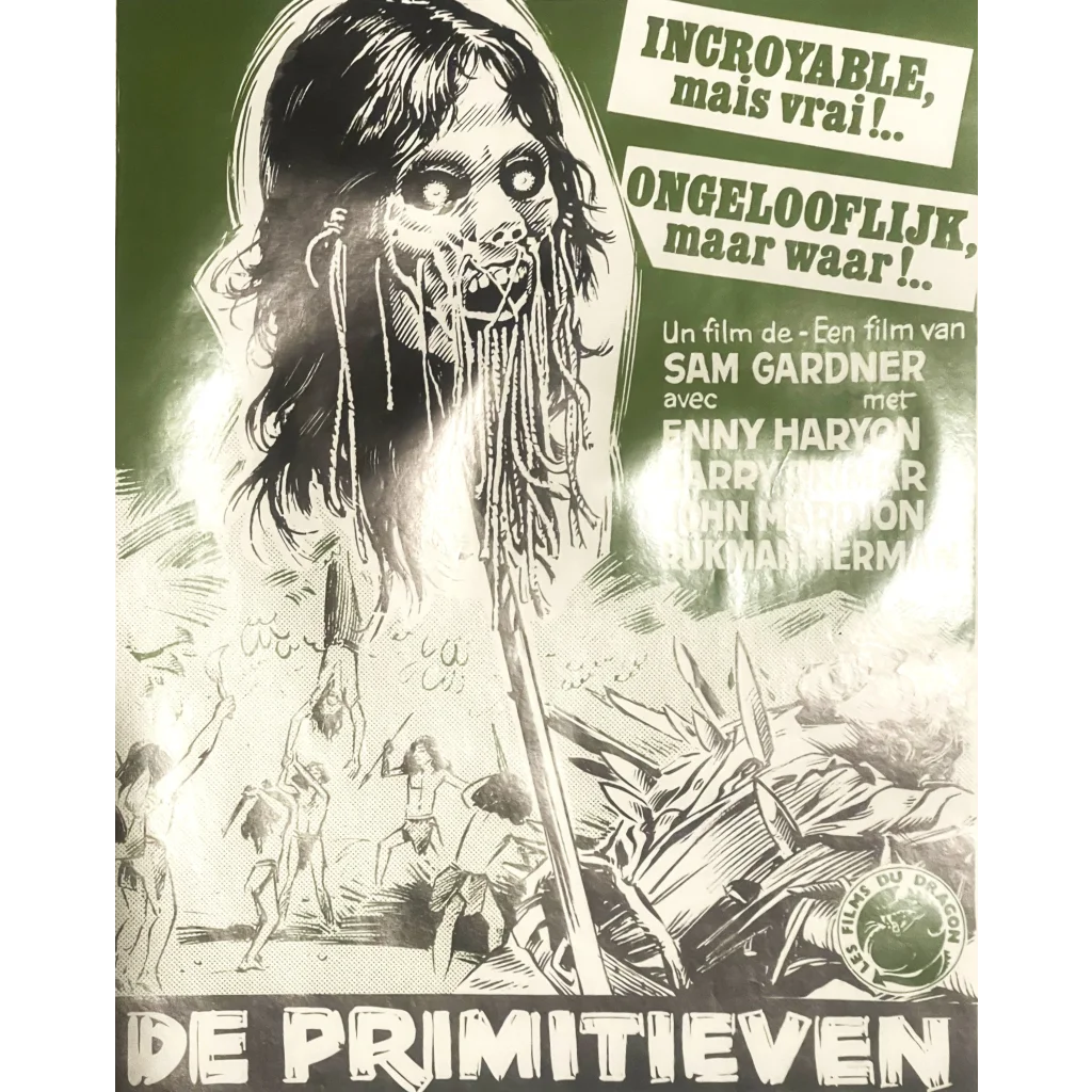 Rare Vintage 🩸 1978 Les Primitifs Belgium Movie Poster Cannibal Morbid Horror! Advertisements Antique Collectible