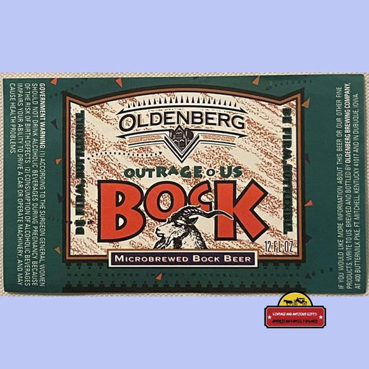 Rare Vintage 1980s - 1990s Bock Beer Label Outrage USA Oldenburg Ft. Mitchell KY Advertisements and Antique Gifts Home