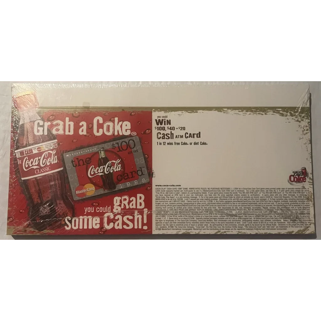 Rare Vintage 1990s Coke Coca Cola Soda Advertising Store Display! Advertisements 1998 Display - To Win Mastercards!