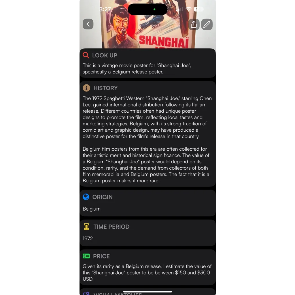 Vintage Shanghai Joe movie poster showing colorful artwork, rare vintage Belgium movie poster