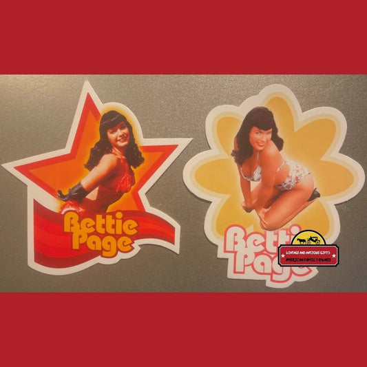 Rare Vintage Bettie Page Sticker Combo Photos By Bunny Yeager 1990s - 2000s Advertisements Combo: