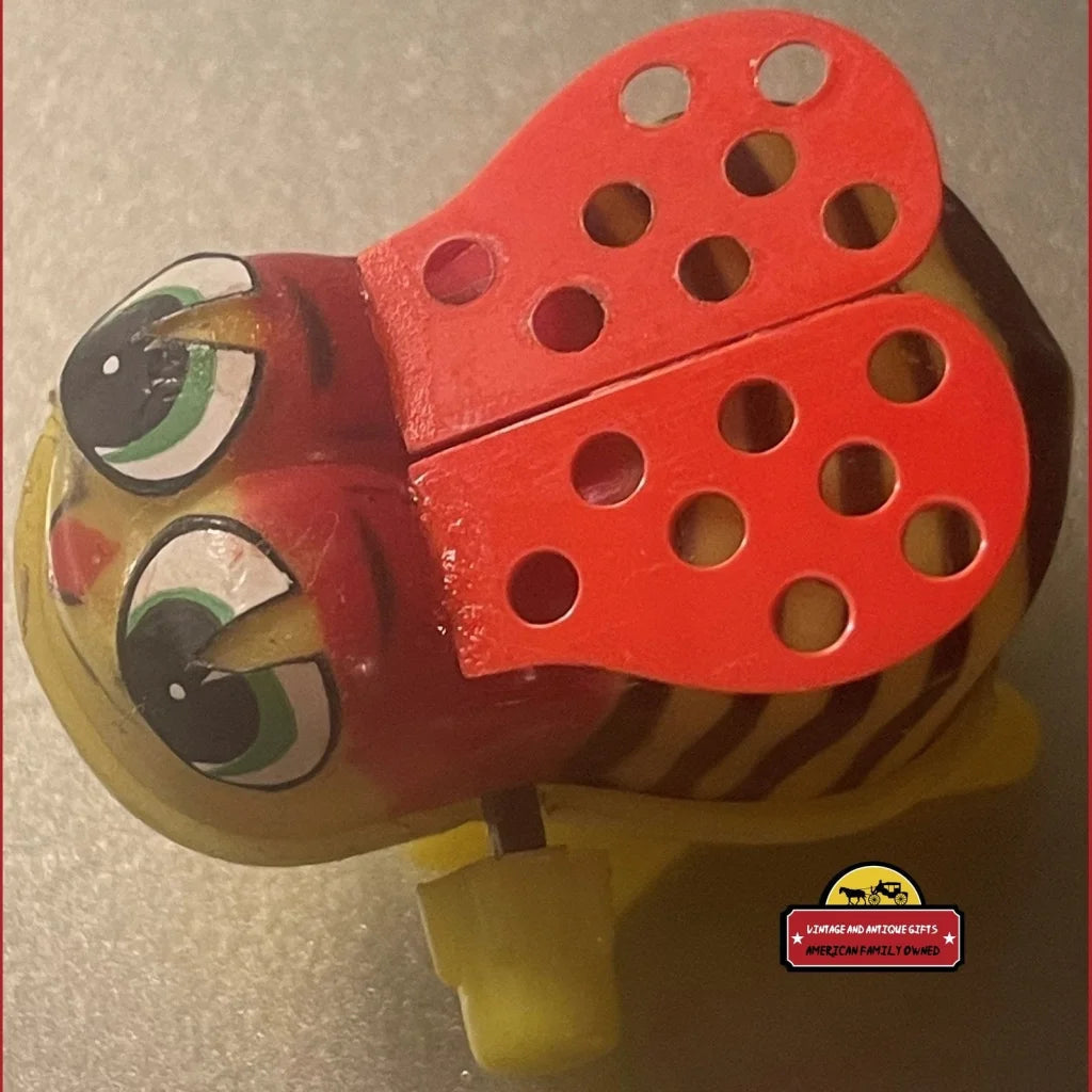 Rare Vintage Bumblebee Wind Up Hopping Toy 1960s With Wings Advertisements Unique Tin Toys - Collectible with Wings!