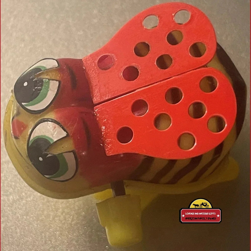 Wooden ladybug toy with movable wings, perfect addition to your Rare Vintage Bumblebee collection