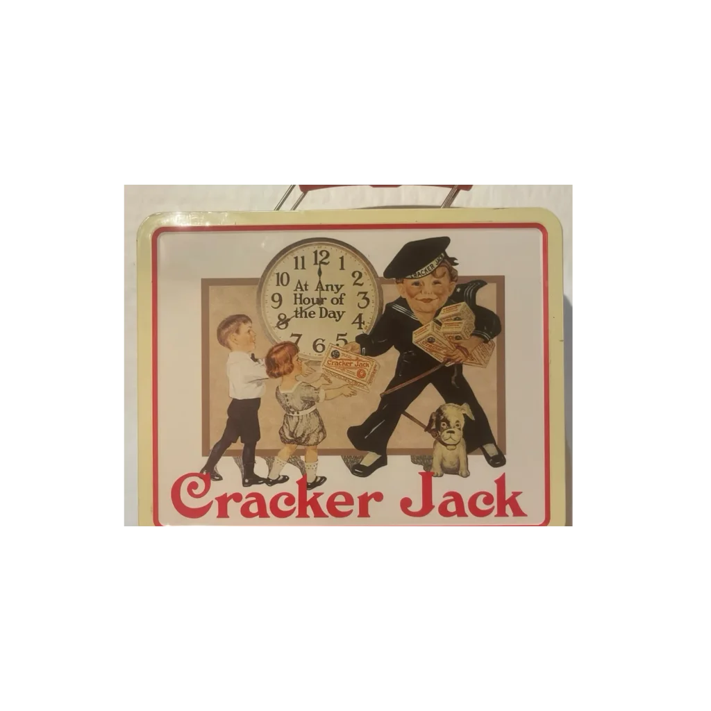 Vintage Cracker Jack lunchbox with classic branding and cartoon characters for collectors