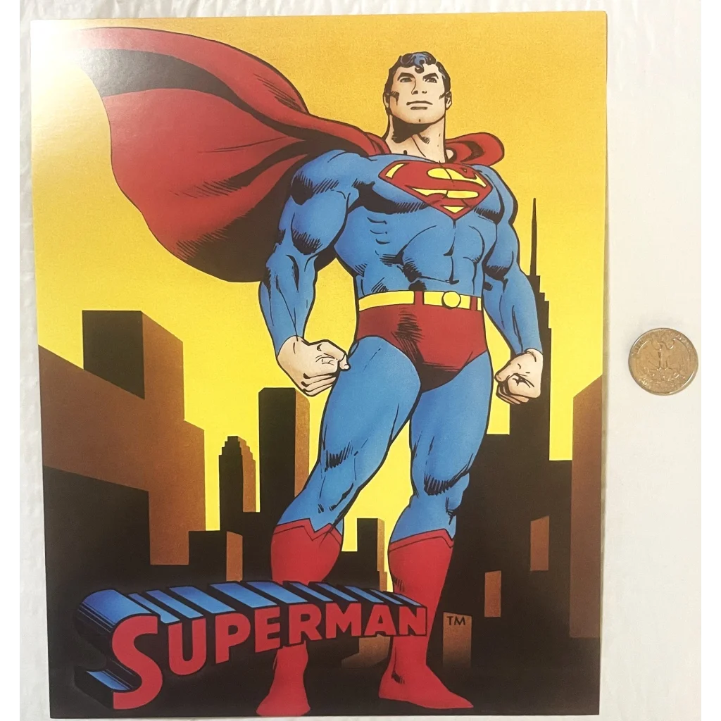 rare dc cards Vintage Large Superman DC Comics Collectible Card Print 1989