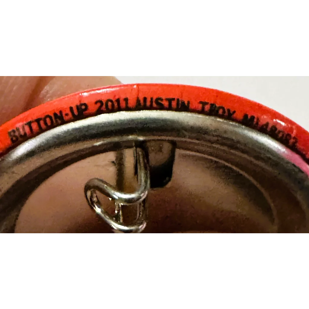 Rare vintage Shredder movie pin from 1990 TMNT film, red button-back