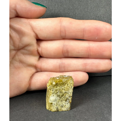 Rare yellowish green diamond quartz specimen with crystals and white inclusions