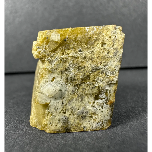 Rare yellowish green diamond quartz specimen with crystals