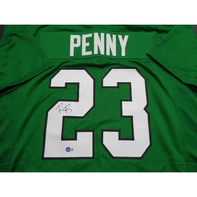 Green Rashaad Penny Philadelphia Eagles jersey with signature and Beckett hologram