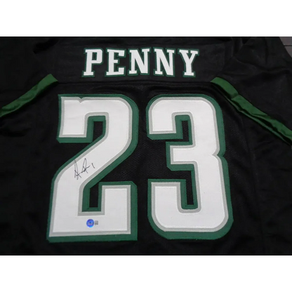 Black Rashaad Penny Philadelphia Eagles signed jersey with Beckett hologram and white PENNY 23