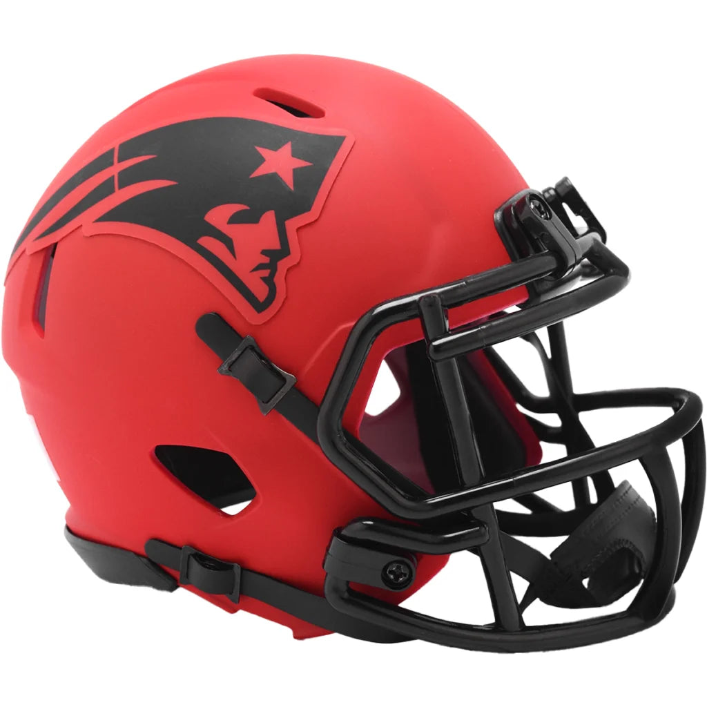 Matte red and black New England Patriots speed mini football helmet