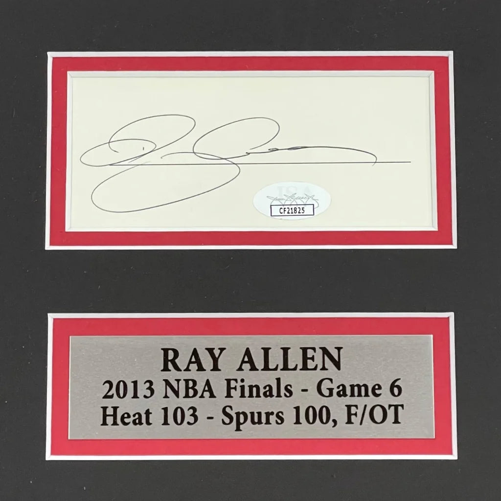 Ray Allen autographed deluxe framed 11x14 Miami Heat piece with JSA