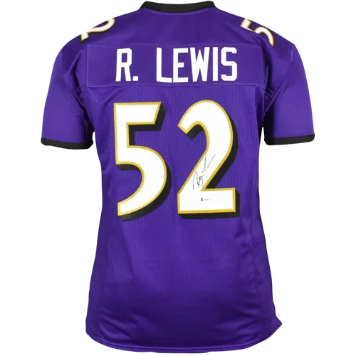 Ray Lewis autographed Baltimore Ravens purple jersey number 52