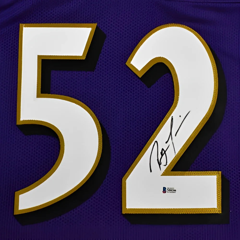 Ray Lewis autographed Baltimore Ravens purple jersey number 52