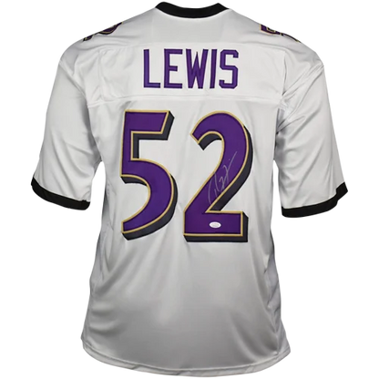 Ray Lewis autographed Baltimore Ravens white jersey #52