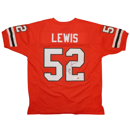 Ray Lewis autographed Miami Hurricanes orange jersey with Lewis 52 on back