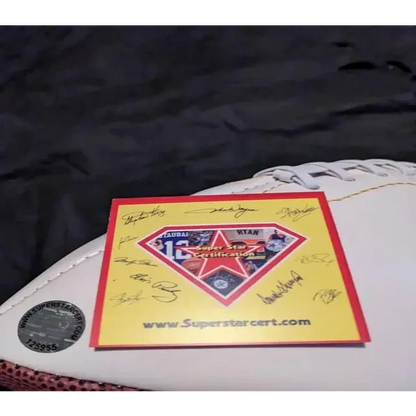 Ray Lewis signed team logo Ravens football with glove and certification card