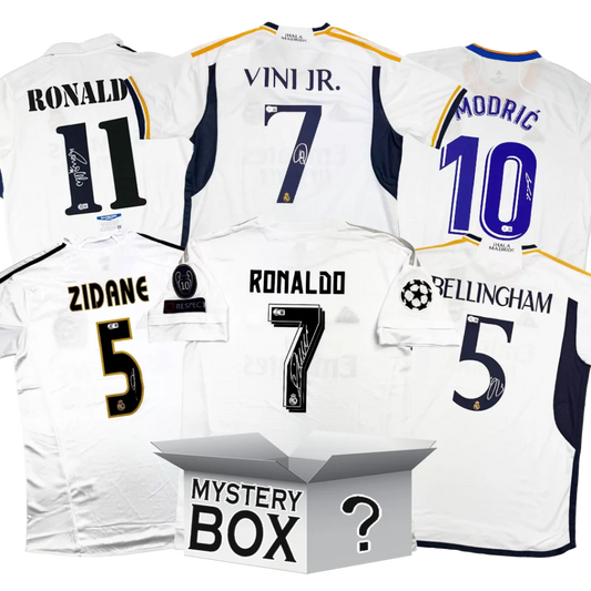 Real Madrid Autographed/Signed Soccer Jersey Mystery Box with PSA JSA or Beckett COA | Hall of Fame Sports Memorabilia | vintageantiquesgifts.com