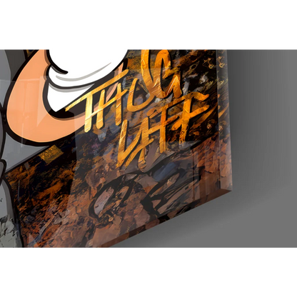 Scrooge McDuck graffiti canvas wall art print with bold orange lettering