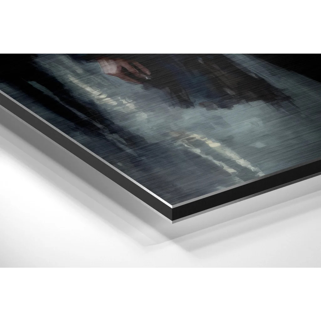Sleek moody abstract on brushed aluminium dibond print