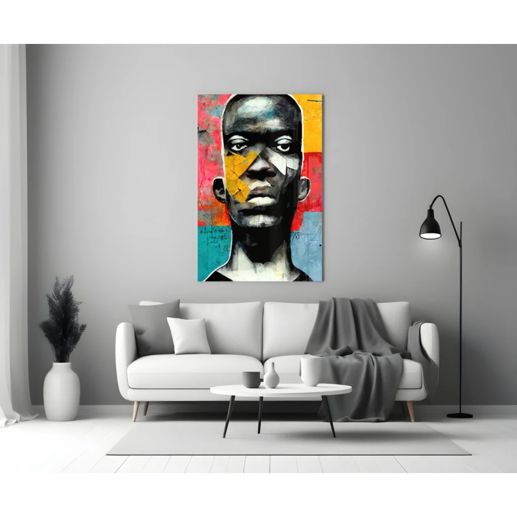 Bold Geometric Face Glass Wall Art Canvas Print | Modern Wall Art Decor | vintageantiquesgifts.com