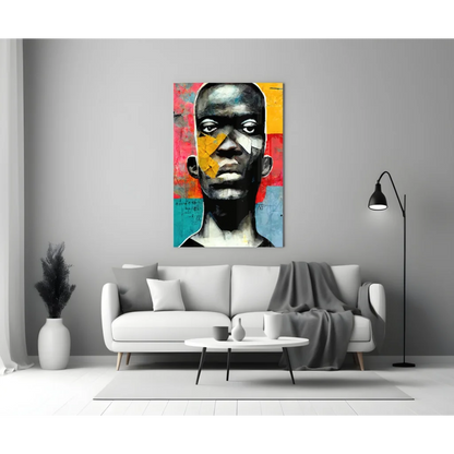 Bold Geometric Face Glass Wall Art Canvas Print | Modern Wall Art Decor | vintageantiquesgifts.com