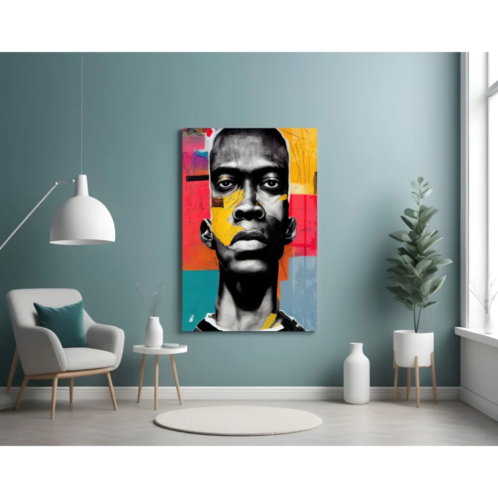 Bold Geometric Face Glass Wall Art Canvas | Contemporary Home Wall Art | vintageantiquesgifts.com