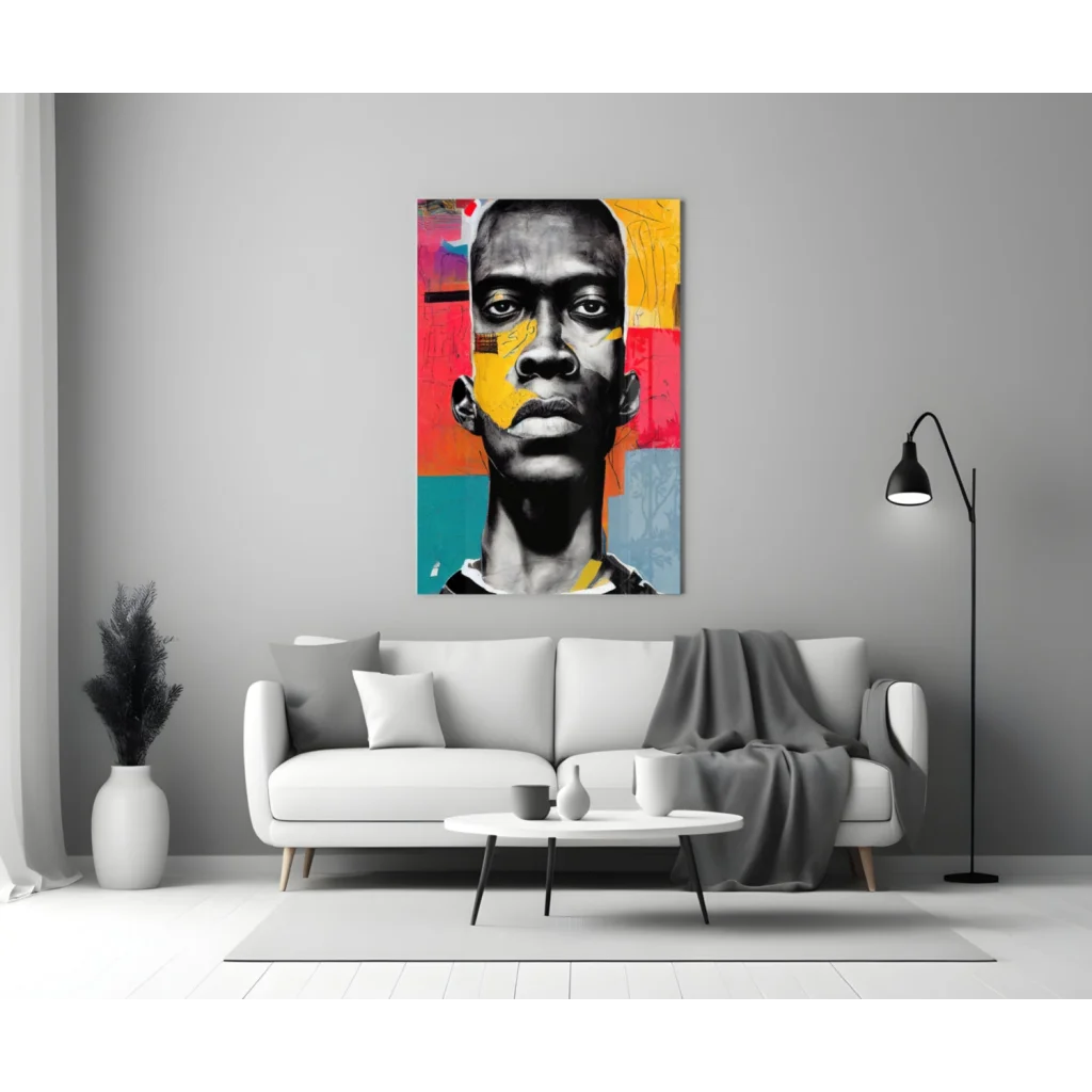Bold Geometric Face Glass Wall Art Canvas | Modern Wall Art Decor | vintageantiquesgifts.com