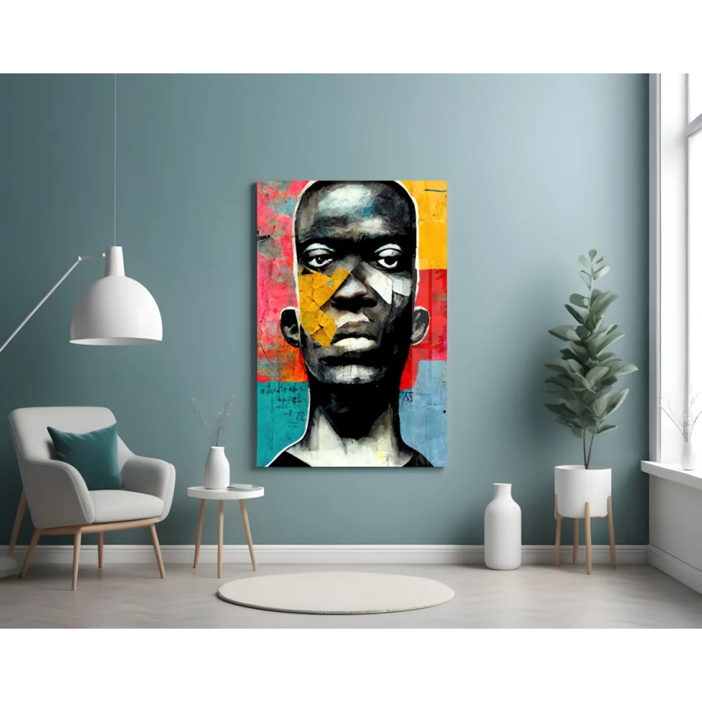Bold Geometric Face Glass Wall Art Canvas Print | Contemporary Home Wall Art | vintageantiquesgifts.com