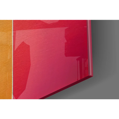 Vibrant red glossy glass wall art with bold striped modern design