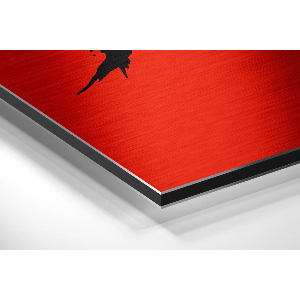 Glass Wall Art Red brushed aluminium dibond minimalist art print with metallic edges