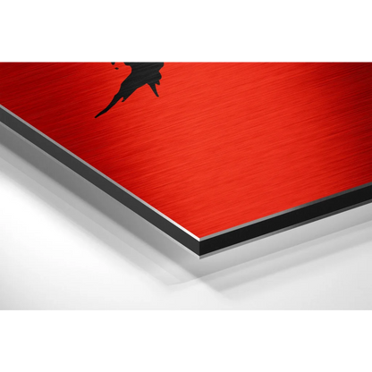 Red brushed aluminium dibond minimalist art print with metallic edges
