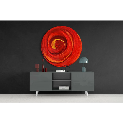 Fiery Spiral Tempered Glass Art with Golden Center | Contemporary Home Wall Art | vintageantiquesgifts.com