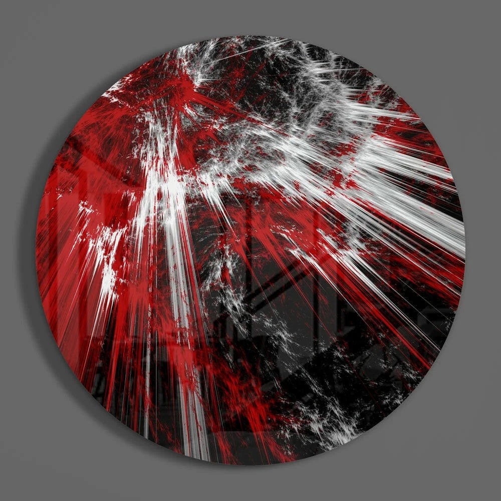 Explosive Red Burst Tempered Glass Art for Modern Spaces | Modern Wall Art Decor | vintageantiquesgifts.com
