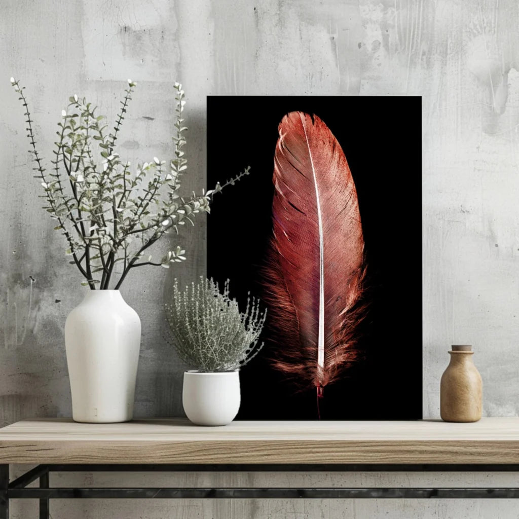 Stunning Copper Feather Insigne Aluminum Prints | Glass Wall Art Print | vintageantiquesgifts.com