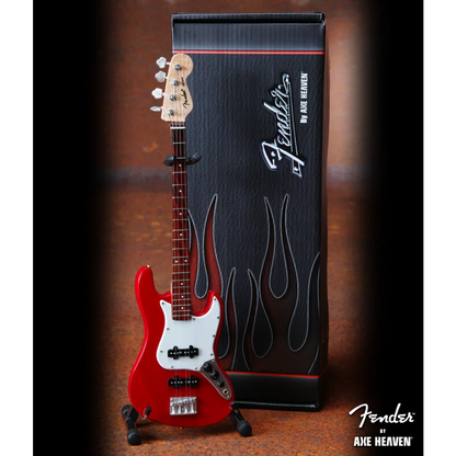 Red Axe Heaven fender mini guitar with flame design in case gift