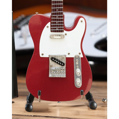 Red Fender Telecaster Mini Guitar with AXE HEAVEN Stand | Mini Guitar Replica Collectible | vintageantiquesgifts.com