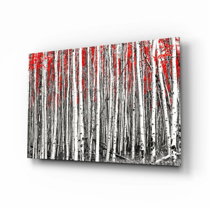 Stunning Red Birch Forest Canvas Wall Art | Insigneart USA | vintageantiquesgifts.com