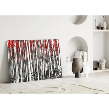 Stunning Red Birch Forest Canvas Wall Art | Modern Wall Art Decor | vintageantiquesgifts.com