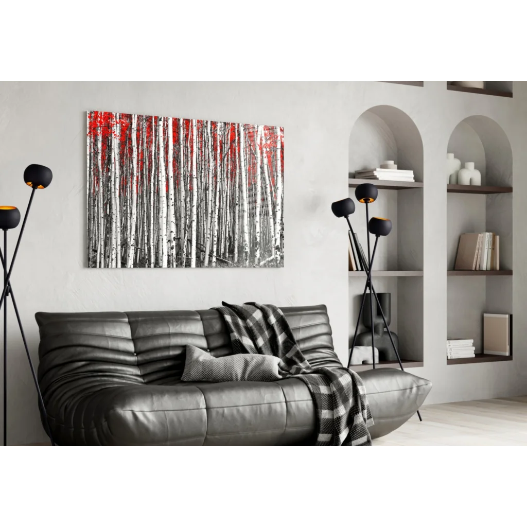 Stunning Red Birch Forest Canvas Wall Art | Contemporary Home Wall Art | vintageantiquesgifts.com