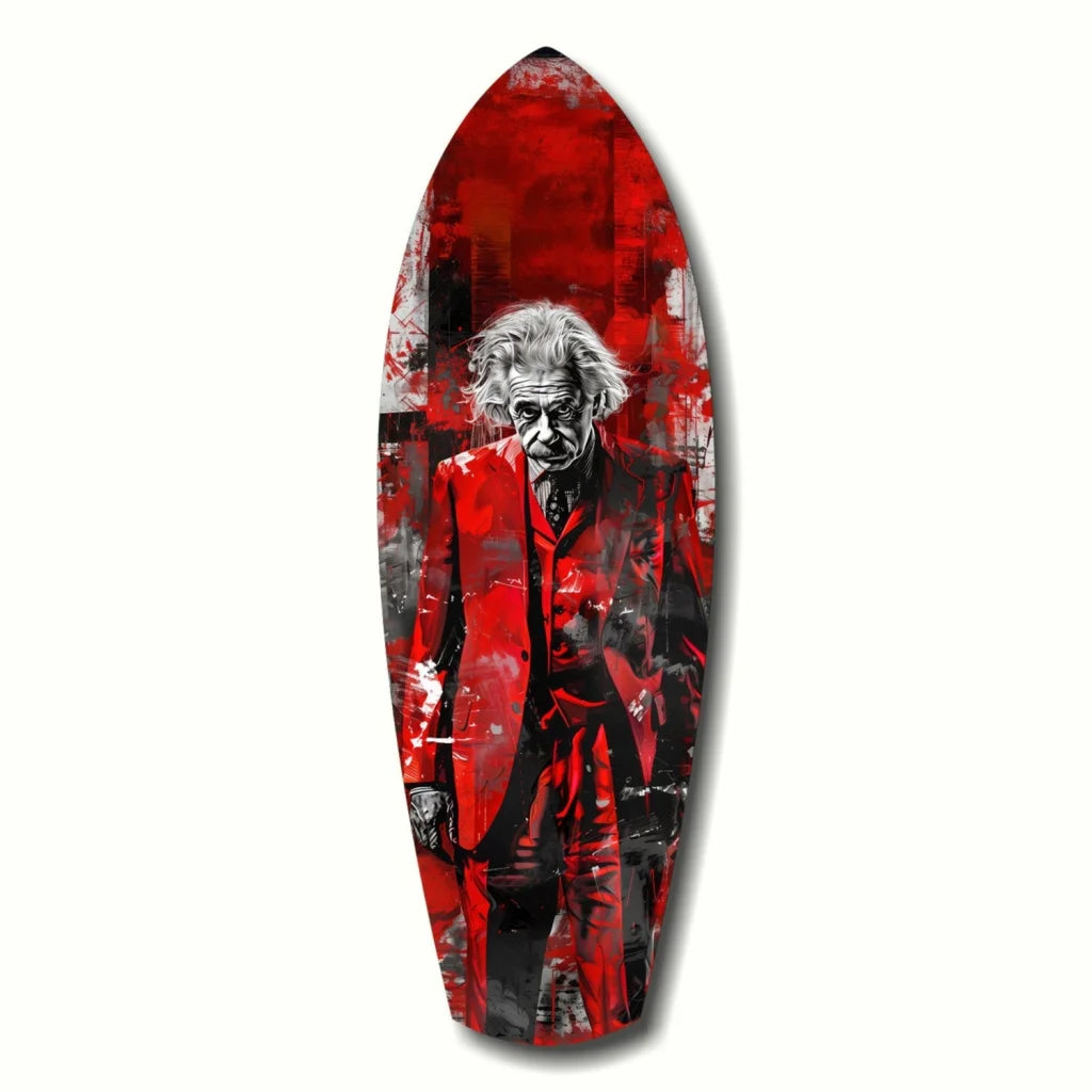 Red Joker surfboard tempered glass art with red black joker design