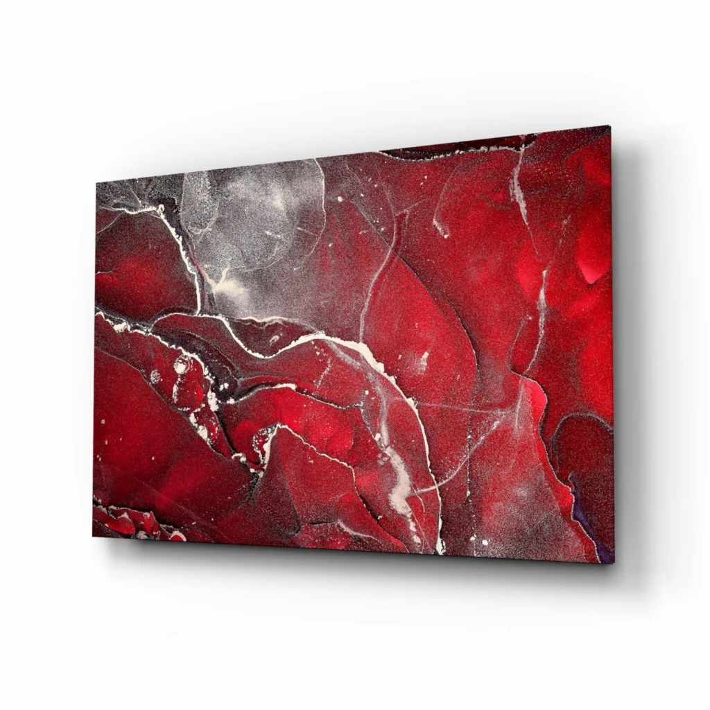 Stunning Red Silver Marbled Glass Wall Art Canvas | Insigneart USA | vintageantiquesgifts.com