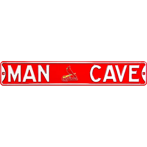 Red metal man cave authentic street sign heavy steel embossed