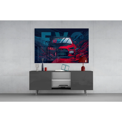 Red Mitsubishi Lancer Evo X wall art canvas poster 2018