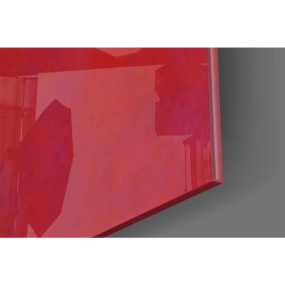 Glossy red rectangular glass wall art panel from Red Moon Birds print