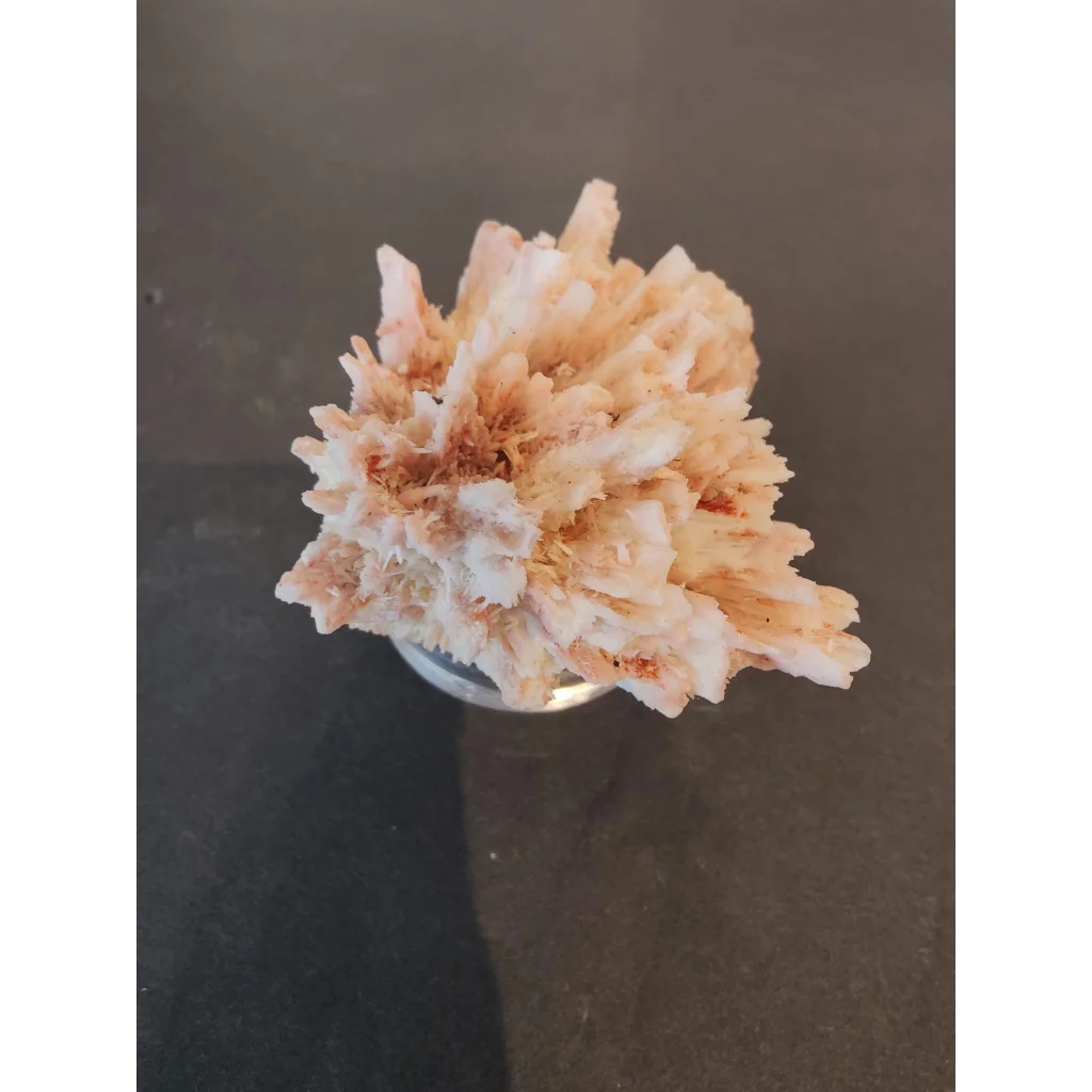 Red mordenite specimen 100g with pale peach and white branching crystals