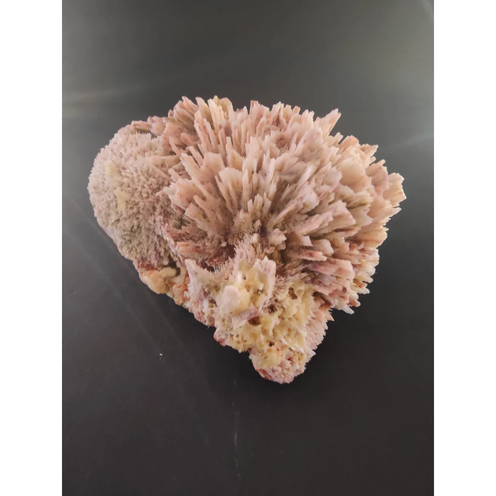 Red mordenite specimen 393g with striking pink beige spiky crystals