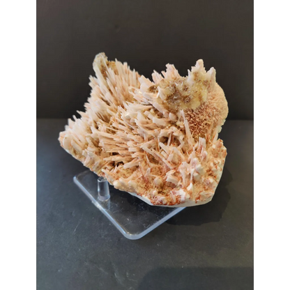 Red mordenite with stilbite specimen, 1261g, beige tan crystalline spikes