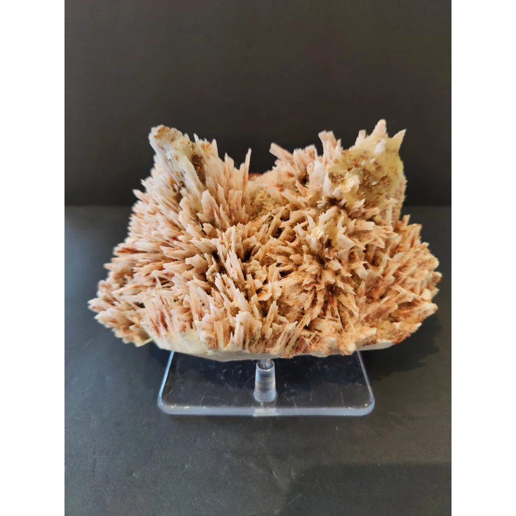 Red mordenite with stilbite specimen 1261g on acrylic stand